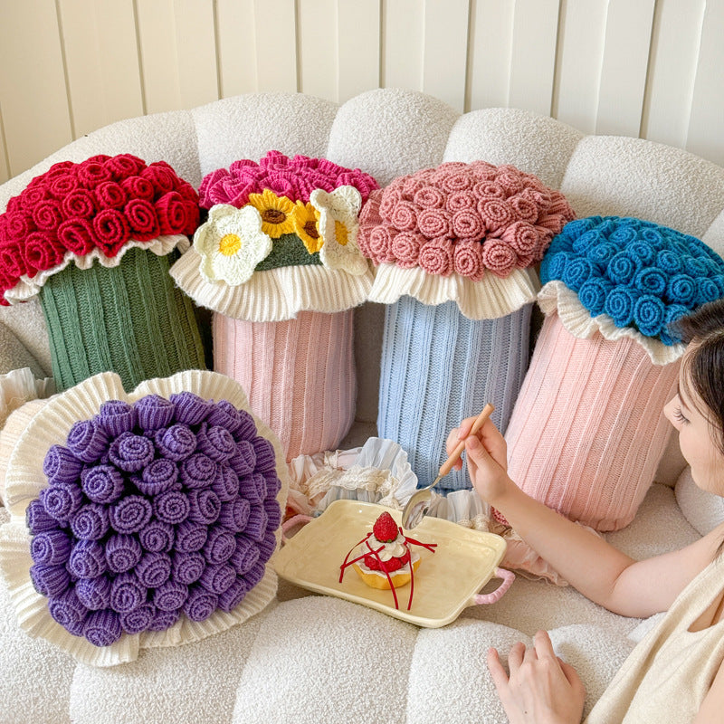 Rose Bouquet Throw Pillow & Blanket 2-in-1 For Office Naps