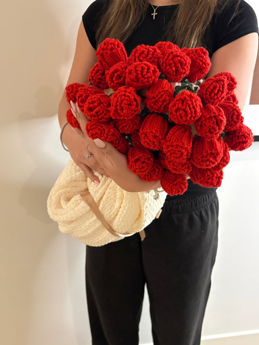 Crochet Flower Rose Bouquet Blanket
